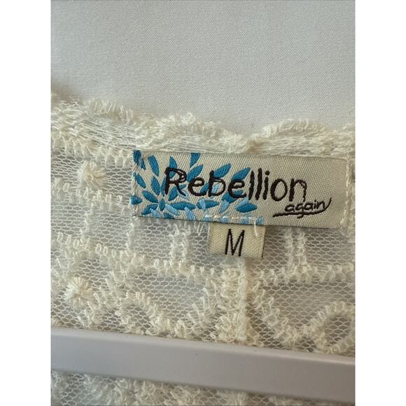 Rebellion Again Womans M Boho Beach Lace Kimono Duster Cardigan Duster Cover Up - Picture 4 of 9